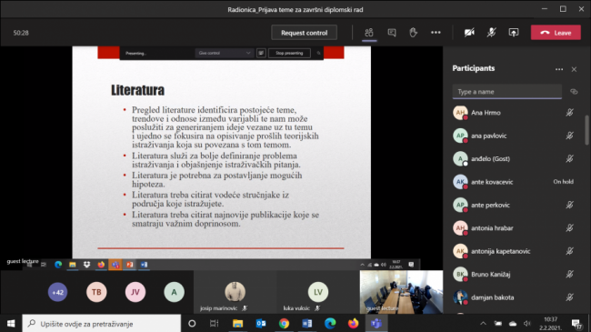 radionica o završnim i diplomskim radovima za studente –online forma
